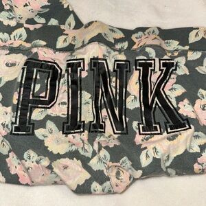 PINK Victoria's Secret Floral Logo Loungers in Gray and Pink